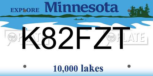 K82FZT Minnesota License Plate