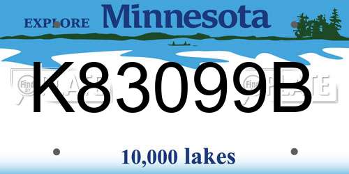 K83099B Minnesota License Plate