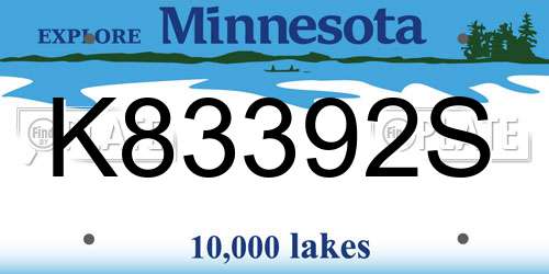 K83392S Minnesota License Plate