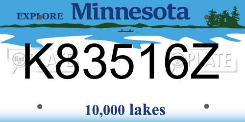 K83516Z Minnesota License Plate