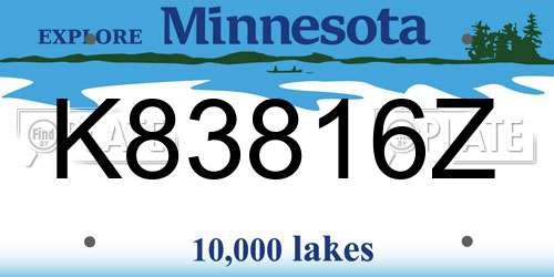 K83816Z Minnesota License Plate