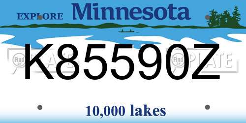 K85590Z Minnesota License Plate