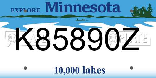 K85890Z Minnesota License Plate