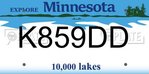 K859DD Minnesota License Plate