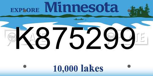 K875299 Minnesota License Plate