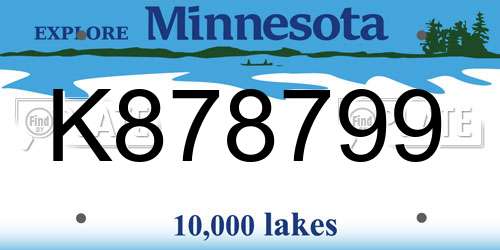 K878799 Minnesota License Plate