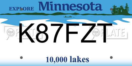 K87FZT Minnesota License Plate