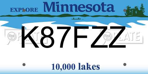 K87FZZ Minnesota License Plate