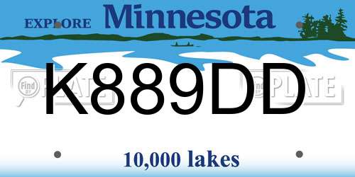 K889DD Minnesota License Plate