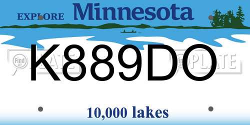 K889DO Minnesota License Plate