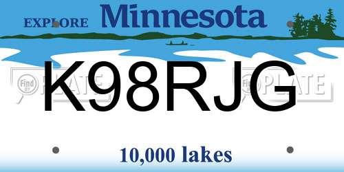 K98RJG Minnesota License Plate