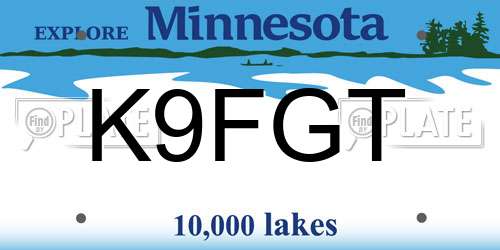 K9FGT Minnesota License Plate