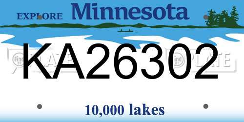 KA26302 Minnesota License Plate