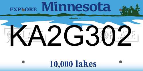 KA2G302 Minnesota License Plate