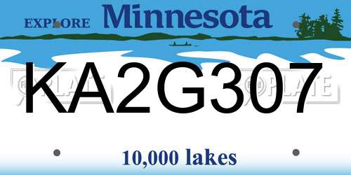 KA2G307 Minnesota License Plate