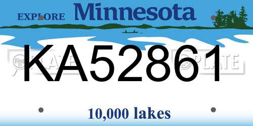 KA52861 Minnesota License Plate