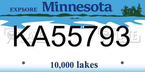 KA55793 Minnesota License Plate
