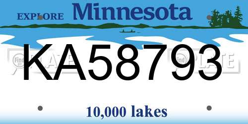 KA58793 Minnesota License Plate