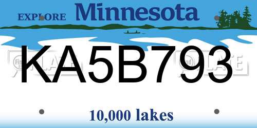 KA5B793 Minnesota License Plate