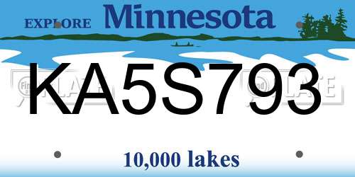 KA5S793 Minnesota License Plate