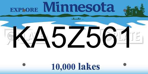 KA5Z561 Minnesota License Plate