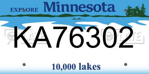 KA76302 Minnesota License Plate