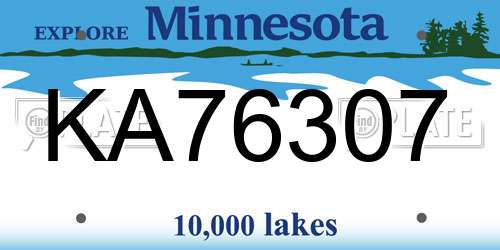 KA76307 Minnesota License Plate