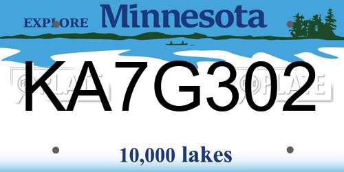 KA7G302 Minnesota License Plate