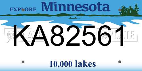 KA82561 Minnesota License Plate