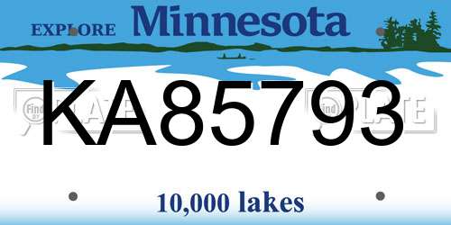 KA85793 Minnesota License Plate