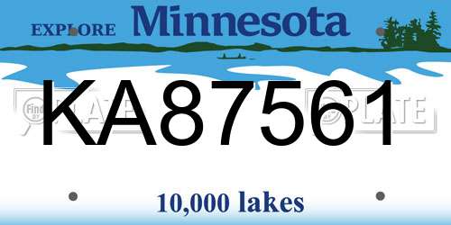 KA87561 Minnesota License Plate