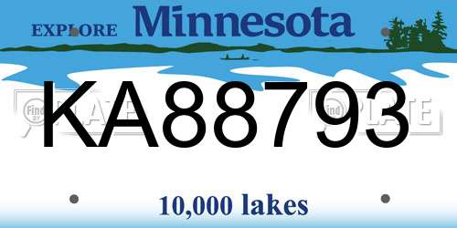 KA88793 Minnesota License Plate
