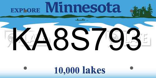 KA8S793 Minnesota License Plate