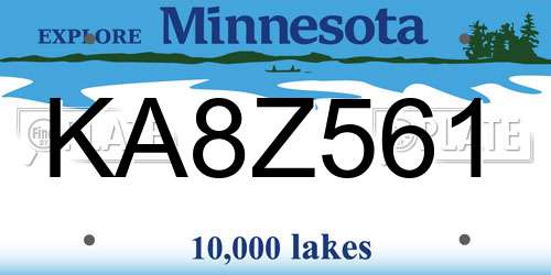 KA8Z561 Minnesota License Plate