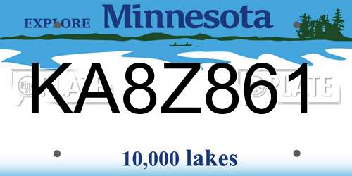 KA8Z861 Minnesota License Plate