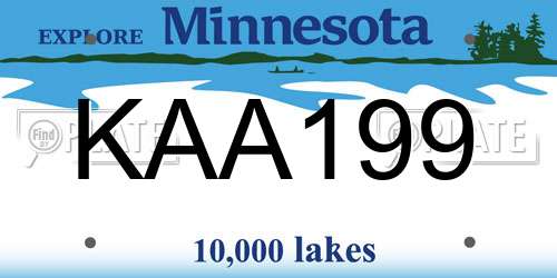 KAA199 Minnesota License Plate