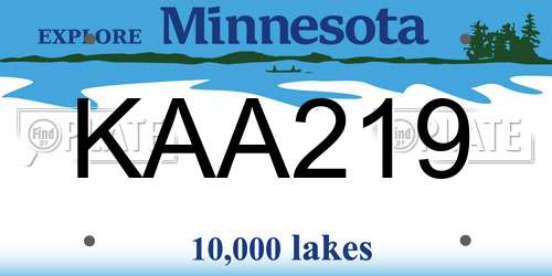 KAA219 Minnesota License Plate