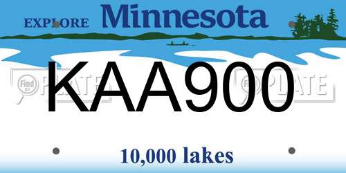 KAA900 Minnesota License Plate