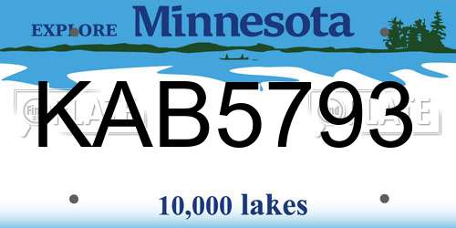 KAB5793 Minnesota License Plate