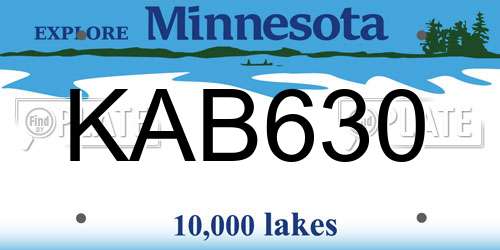 KAB630 Minnesota License Plate