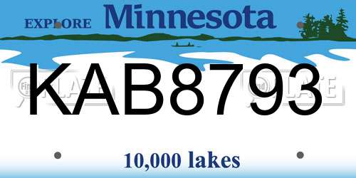KAB8793 Minnesota License Plate