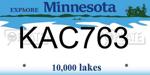 KAC763 Minnesota License Plate