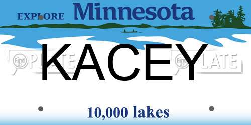 KACEY Minnesota License Plate