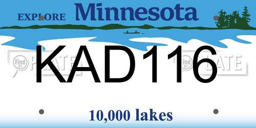 KAD116 Minnesota License Plate