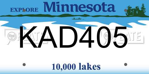 KAD405 Minnesota License Plate