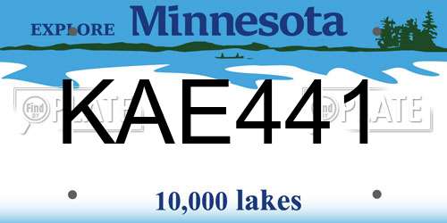 KAE441 Minnesota License Plate