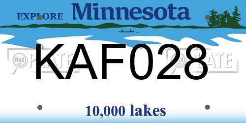 KAF028 Minnesota License Plate