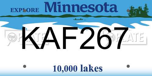 KAF267 Minnesota License Plate