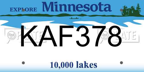 KAF378 Minnesota License Plate