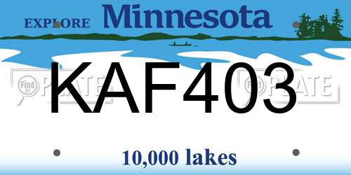 KAF403 Minnesota License Plate
